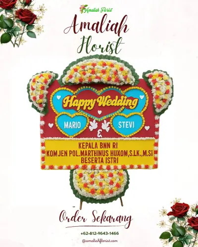 Karangan Papan Bunga Pernikahan di Marga Sari